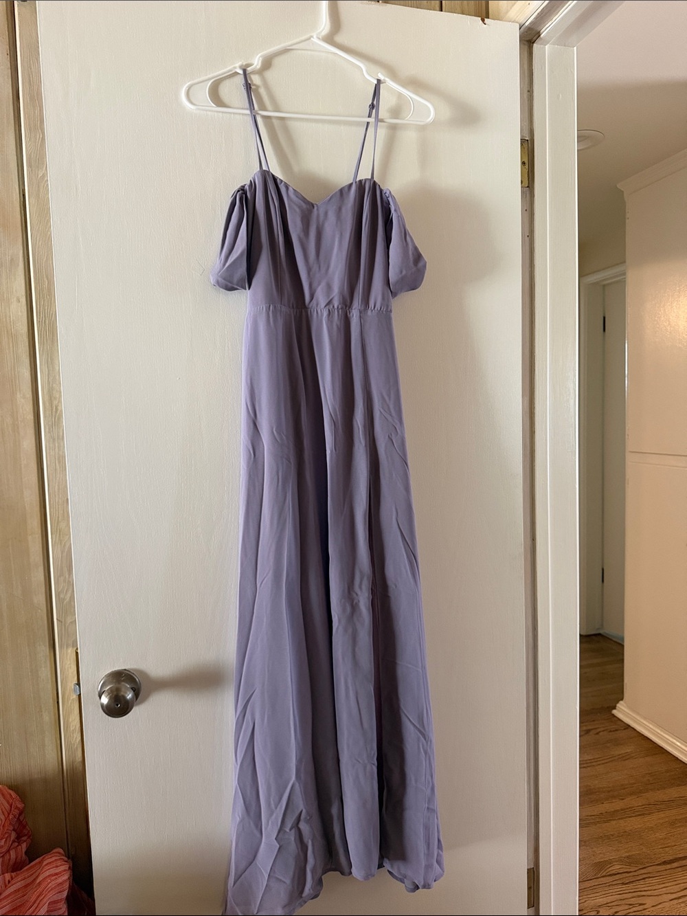 Tobi Lavender Off-Shoulder Maxi Dress with Spaghetti Straps